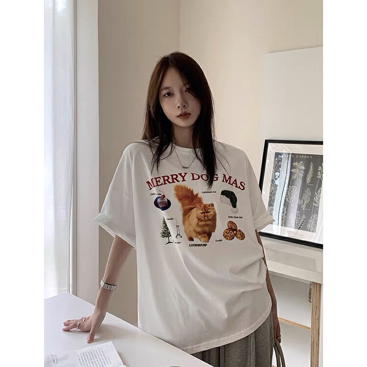 [lab eeda] retro animal female summer versatile short sleeve T-shirt 3218# ozq