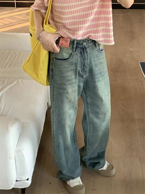 [lab eeda] basic solid color loose jeans k237# ozq