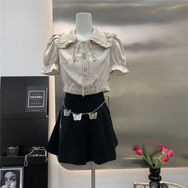 [Linna] slim solid color comfortable skirt (with chain) 7070# JJ