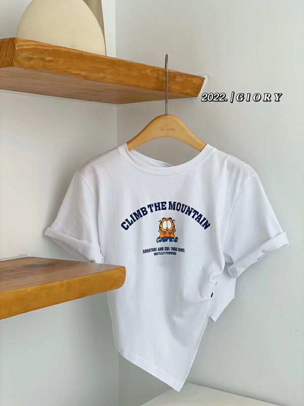 [rich Papa] niche design irregular cartoon short sleeve T-shirt t345# CLS