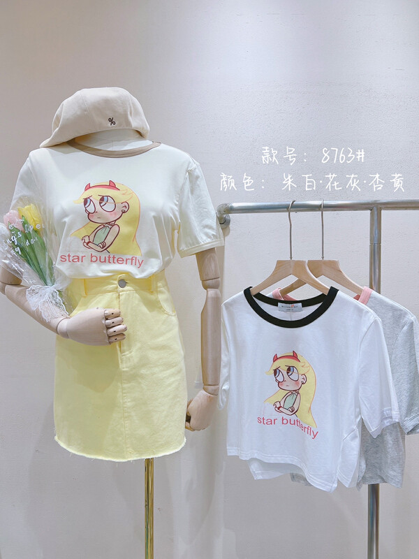 [lucky] playful Lori irregular short sleeve T-shirt 8763 \hbx