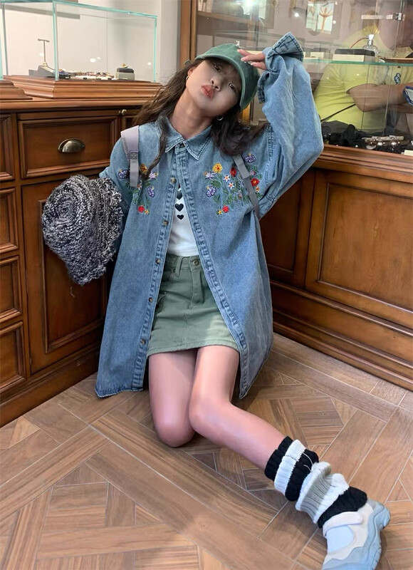[lab eeda] loose and versatile embroidered shirt 3212# ozq