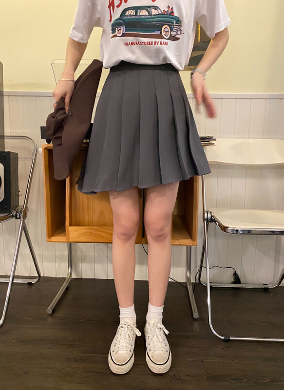 Original price 84.90! [rich Papa] Korean age reducing asymmetric pleated versatile skirt q057# zxx
