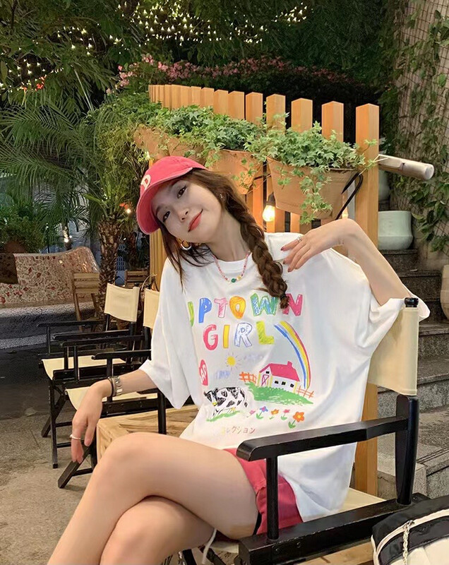 [lab eeda] Korean fashion cartoon printed loose short sleeved T-shirt 3216# ozq