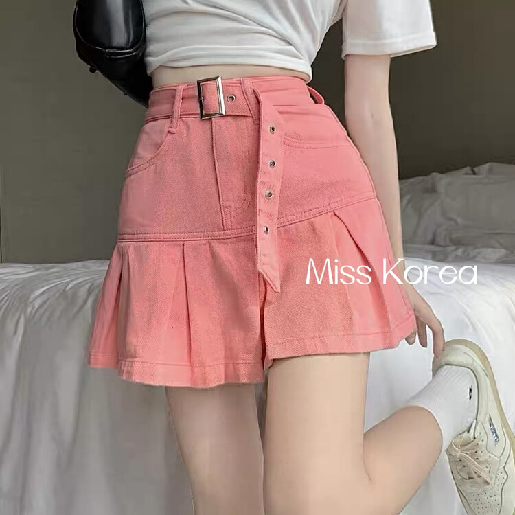 [Miss Korea] Korean pleated Ruffle hem skirt (with waist rope) 3389# HBx