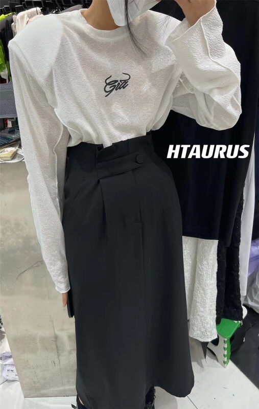 [htaurus] casual and versatile letter long sleeve T-shirt 8192# ozq