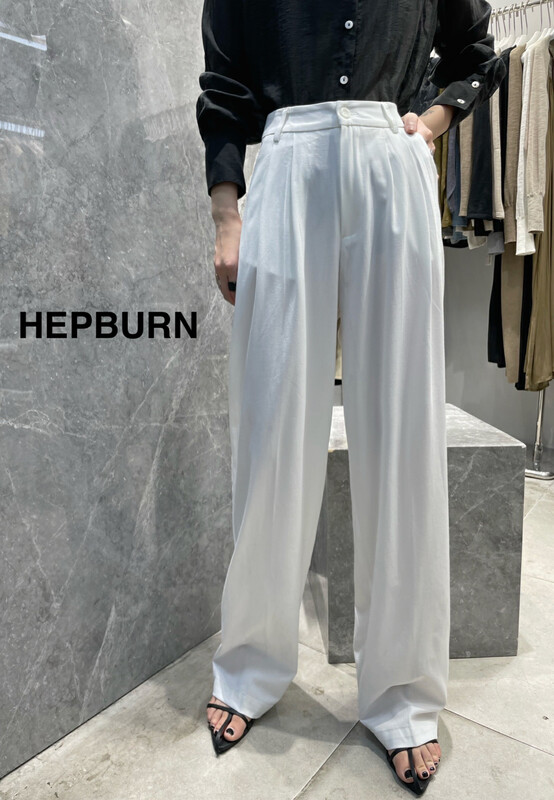 [Hepburn Hepburn] high grade big brand straight tube wide leg high waist slim trousers h2588