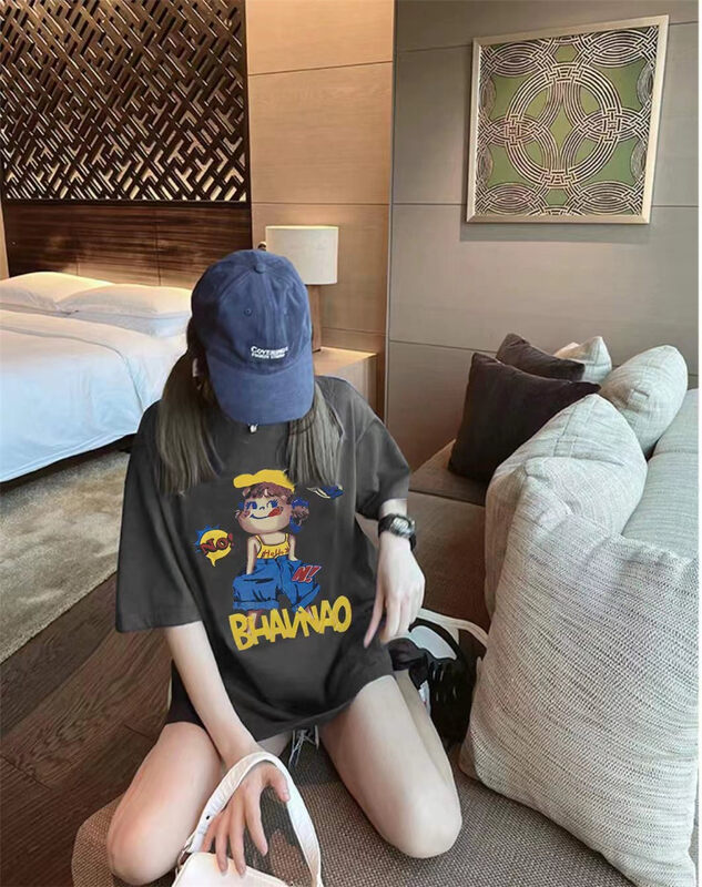 [Jin Han] loose letter girls' printed short sleeve T-shirt ys1-9183# ozq