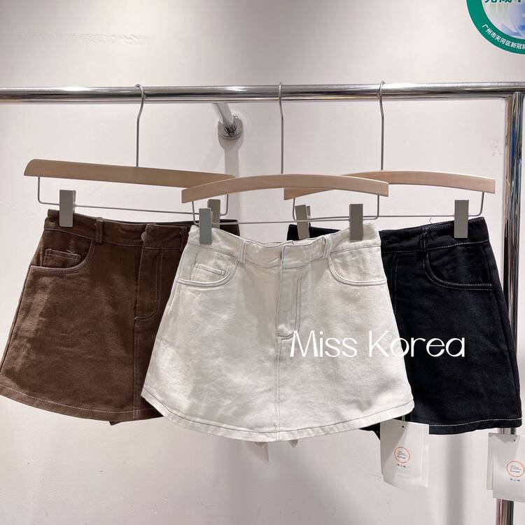 [Miss Korea] high waist slim casual simple A-line denim skirt 3221 \hbx