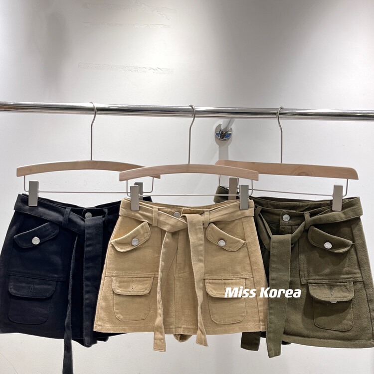 [Miss Korea] Korean version basic simple tooling skirt (with waist rope) 3289# HBx