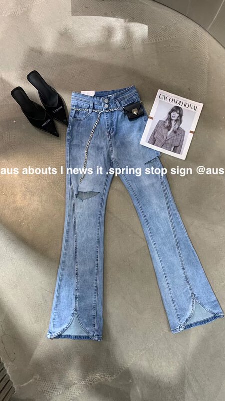[aus] water washed hole breaking versatile jeans g553-1# PCZ