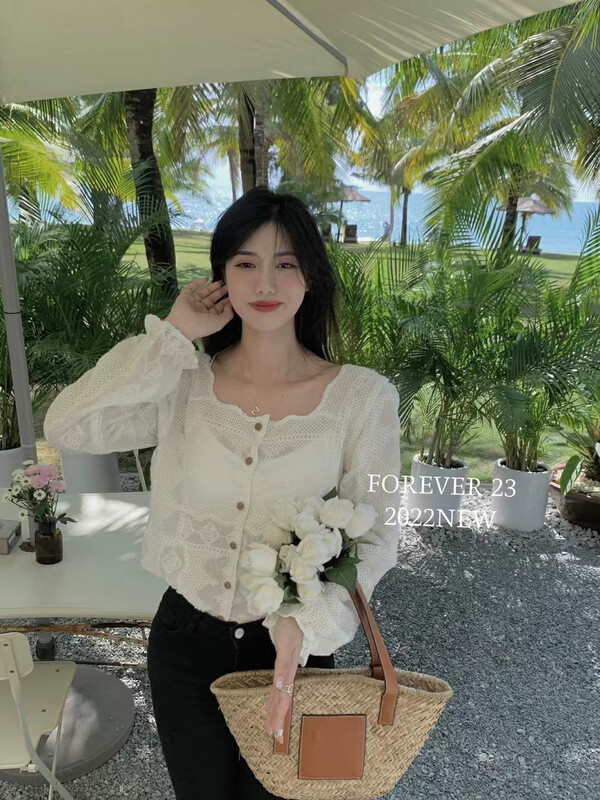 Original price 50.76! [forever23] Korean heavy industry embroidery short shirt a1003\hjy