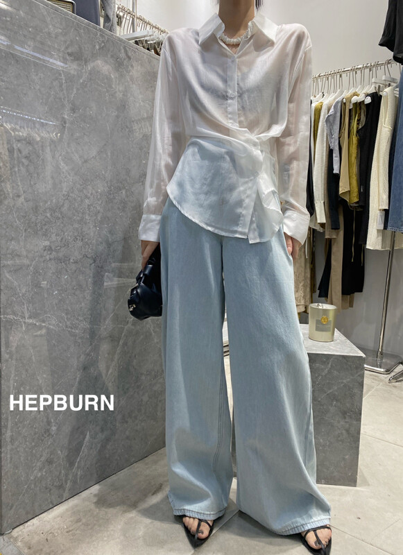 [Hepburn Hepburn] design side button fashion shirt h3569# Fhx