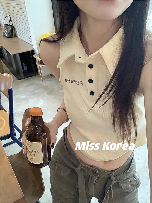[Miss Korea] simple and versatile embroidered vest / suspender 3286 \hbx