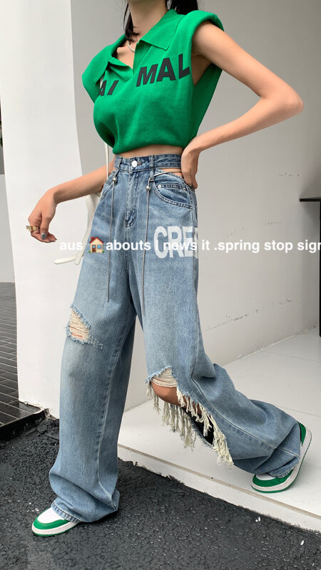 [aus] pierced jeans with hollow waist (with chain) 650# LSW