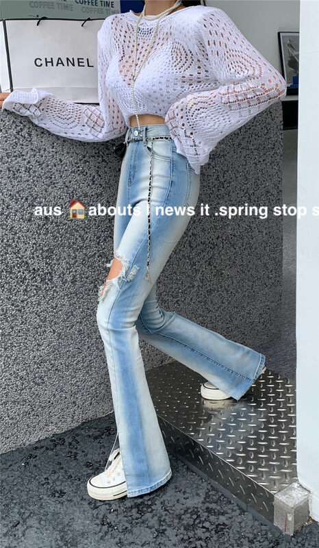 [aus] gradient slightly ragged and thin jeans (with belt) 675# LSW