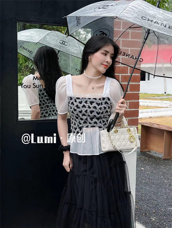 [Lumi] French square neck Vintage shirt lu85001 \ll