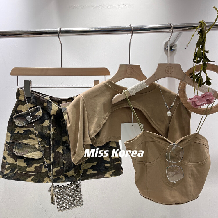[Miss Korea] casual camouflage work clothes short skirt (with detachable waist rope) 3289-1# HBx