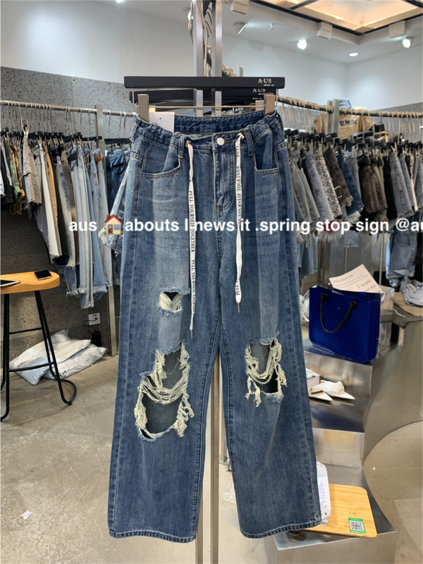 [aus] fashion simple jeans with holes g665# LSW
