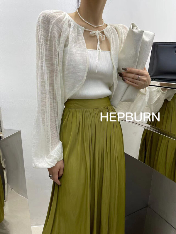 [Hepburn Hepburn] minimalist ice lace up sweater 8856# Fhx