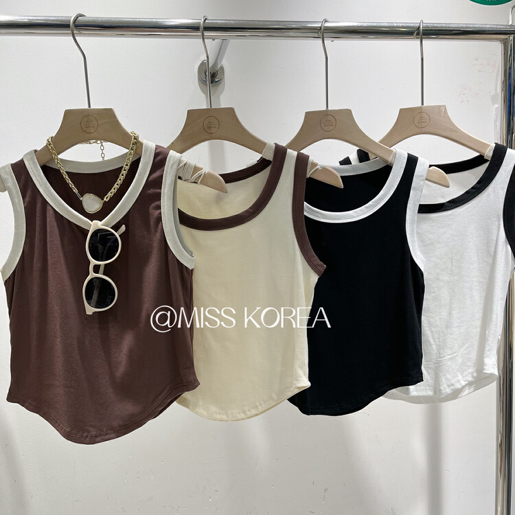 [Miss Korea] simple Spice Girl versatile contrast vest / suspender 3255 \hbx