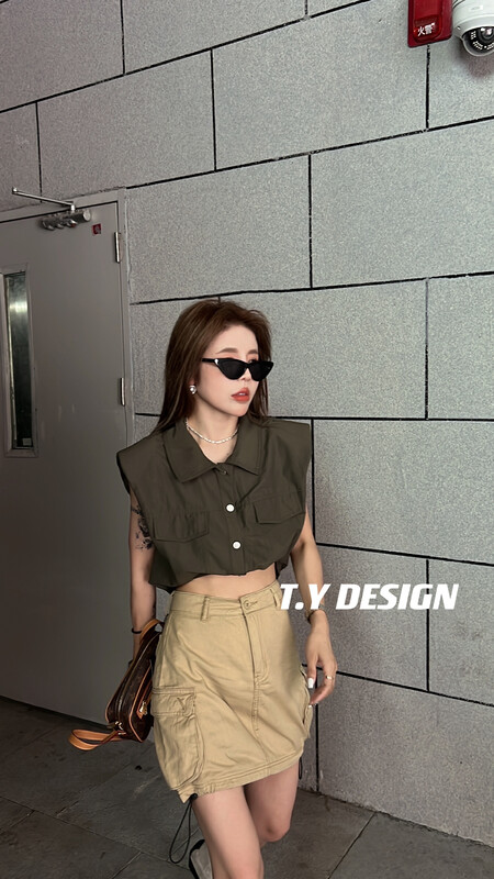 [T.Y tangyuanjia] simple Korean solid color breasted vest / sling 2125# ozq