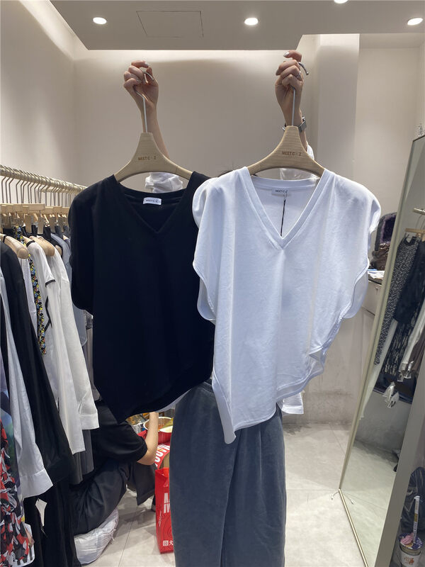 [meet] basic versatile V-neck solid vest / suspender 7232# ozq