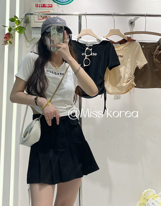 [Miss Korea] Spice Girl Style drawstring short short sleeve T-shirt 3329# HBx
