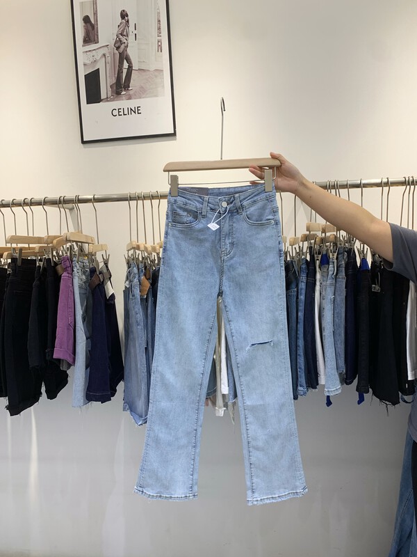 [T.H] slim, broken holes, versatile flare jeans 163555# LSW