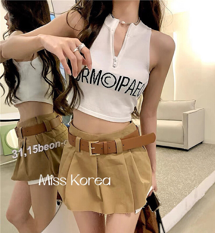 [Miss Korea] hot girl letter printed short vest / suspender 3265# HBx