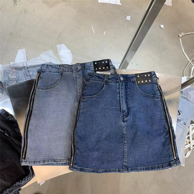 Original price 88.99! [aus] personalized letter sticker zipper design denim skirt gg512# LSW