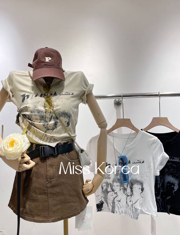 [Miss Korea] Casual Short versatile short sleeve T-shirt 3227 × HBx