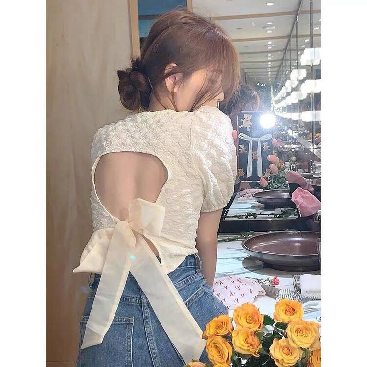 [Miss Korea] fresh lace up Square Neck Shirt 3310# HBx