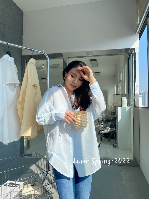[Lumi] simple and comfortable shirt with single breasted texture u2093# ll