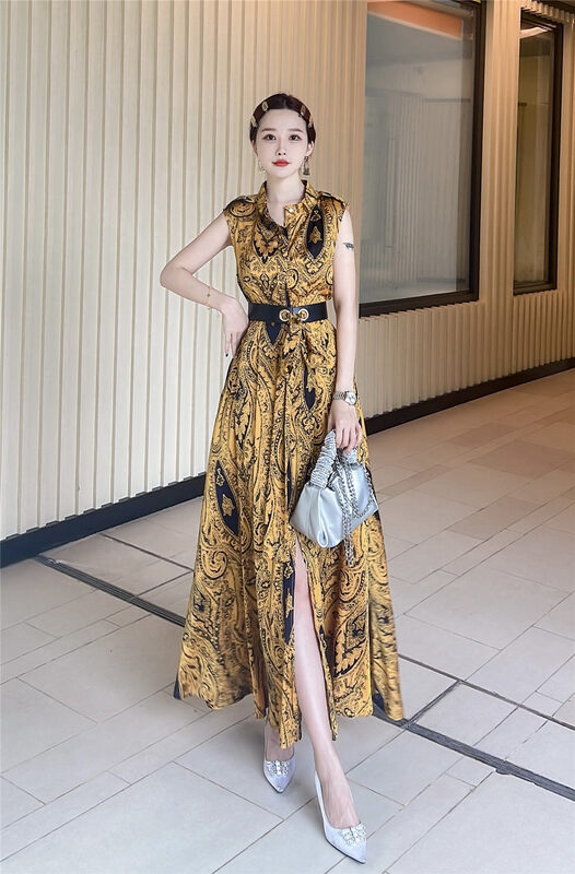 [Milan] fashionable temperament color matching loose dress 60809\jj