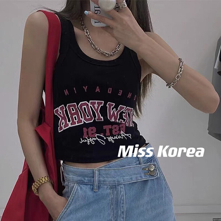 [Miss Korea] letter printed fashion vest / suspender 3269# HBx