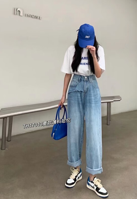 Original price 92.99! [T.H] Korean style foreign style broken hole Harlan jeans 17013 \lsw
