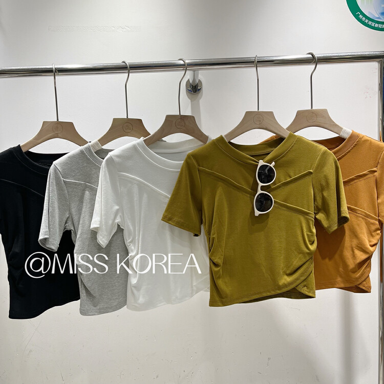 [Miss Korea] versatile fashion solid color short sleeve T-shirt 3260 \hbx
