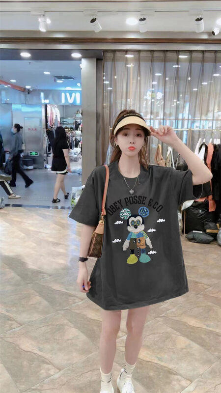 [Jin Han] loose Mickey print short sleeve T-shirt 7702# ozq