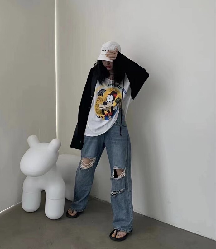 [w+] cartoon print Pullover sunscreen shirt 6039# WTT