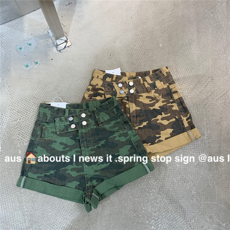 [aus] camouflage fashion skinny denim shorts a193# LSW
