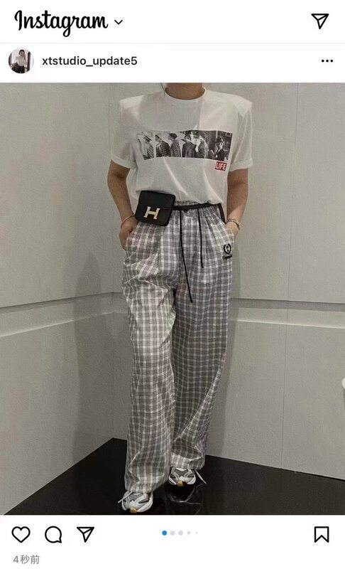 [w+] Plaid Korean printed casual pants 6117# WTT