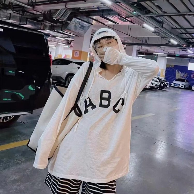[w+] letter printed Pullover sunscreen shirt 6037# WTT