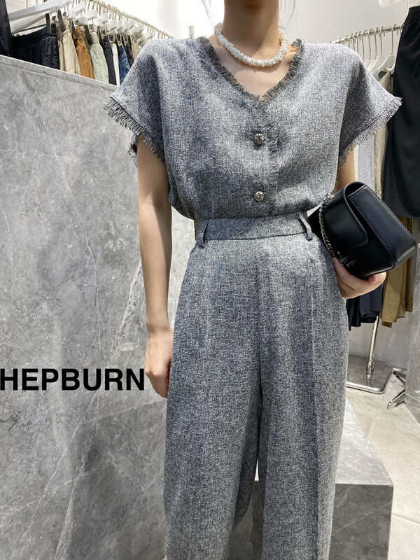 [Hepburn Hepburn] high grade big brand linen temperament vest / sling (only for vest) 3895# L