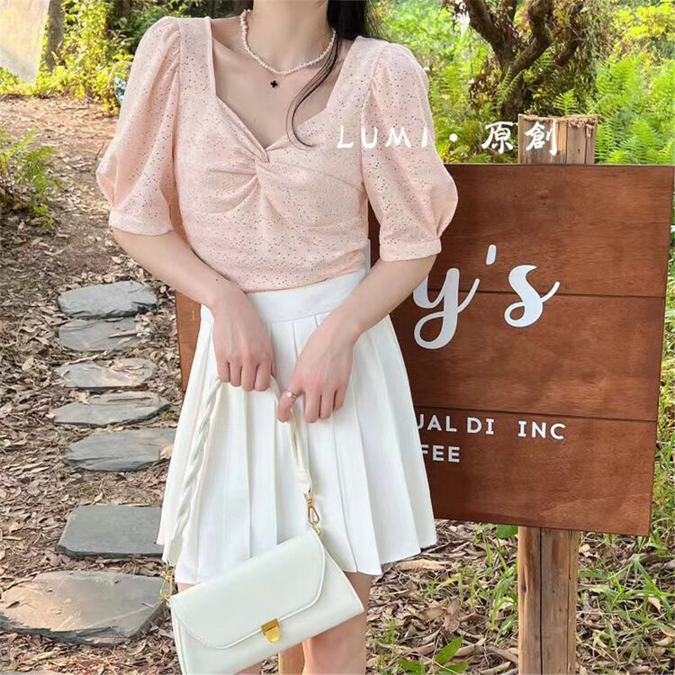 [Lumi] fresh lady temperament Square Neck Shirt lu82270 \ll