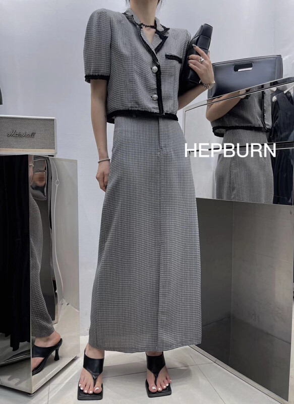 [Hepburn Hepburn] small fragrance style pattern slim skirt 3803# Fhx
