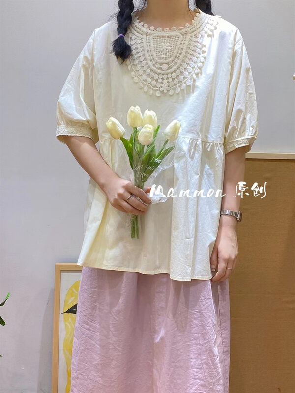 [Mammon] lace simple, fresh and versatile blouse 1726# ll
