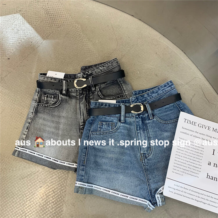 [aus] Korean simple skinny denim shorts (with belt) g653# LSW