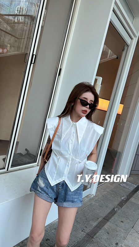 [T.Y tangyuanjia] Korean version design sleeveless shirt 2121# ozq