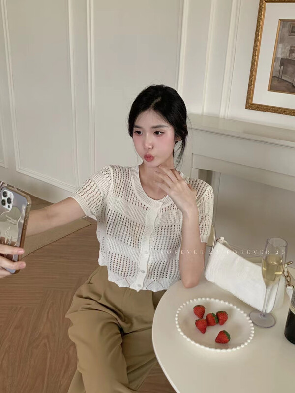 [forever23] Korean little sister hollowed out temperament shirt a1158# hjy